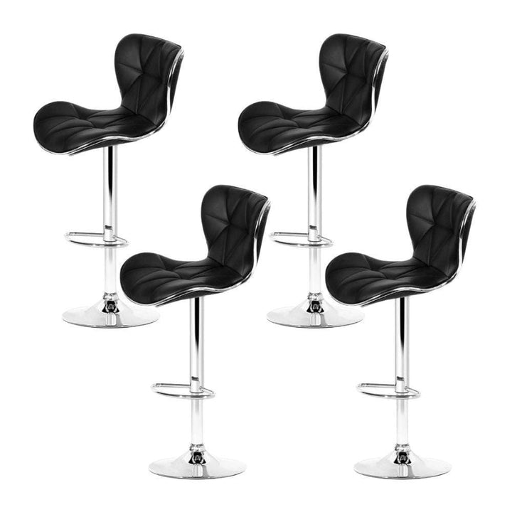 Bar Stools - Ruby Set Of 4 Leather Gas Lift Swivel Kitchen Bar Stool Black