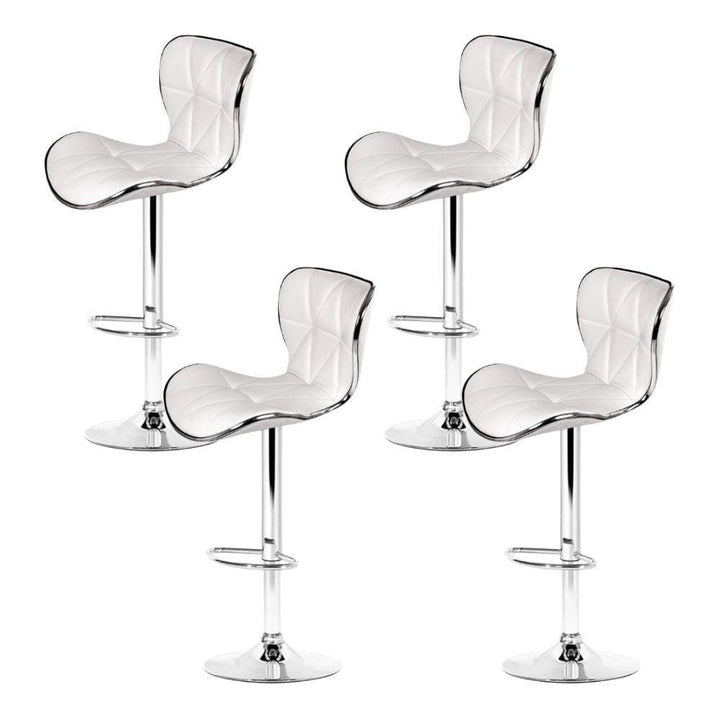Bar Stools - Ruby Set Of 4 Leather Gas Lift Swivel Kitchen Bar Stool White
