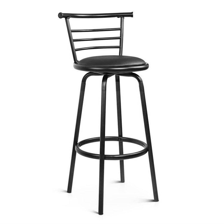 Bar Stools - Scarlet Set Of 2 Leather Swivel Kitchen Bar Stool Black 75cm