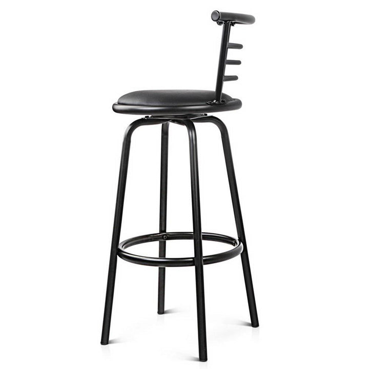 Bar Stools - Scarlet Set Of 2 Leather Swivel Kitchen Bar Stool Black 75cm