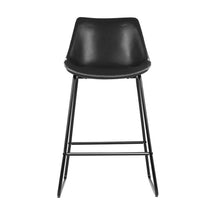 Load image into Gallery viewer, Furniture &gt; Bar Stools &amp; Chairs - Artiss Set Of 2 Bar Stools Kitchen Metal Bar Stool Dining Chairs PU Leather Black