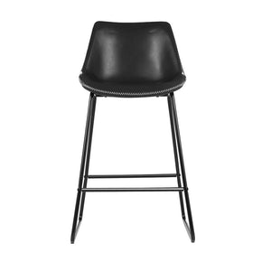 Furniture > Bar Stools & Chairs - Artiss Set Of 2 Bar Stools Kitchen Metal Bar Stool Dining Chairs PU Leather Black