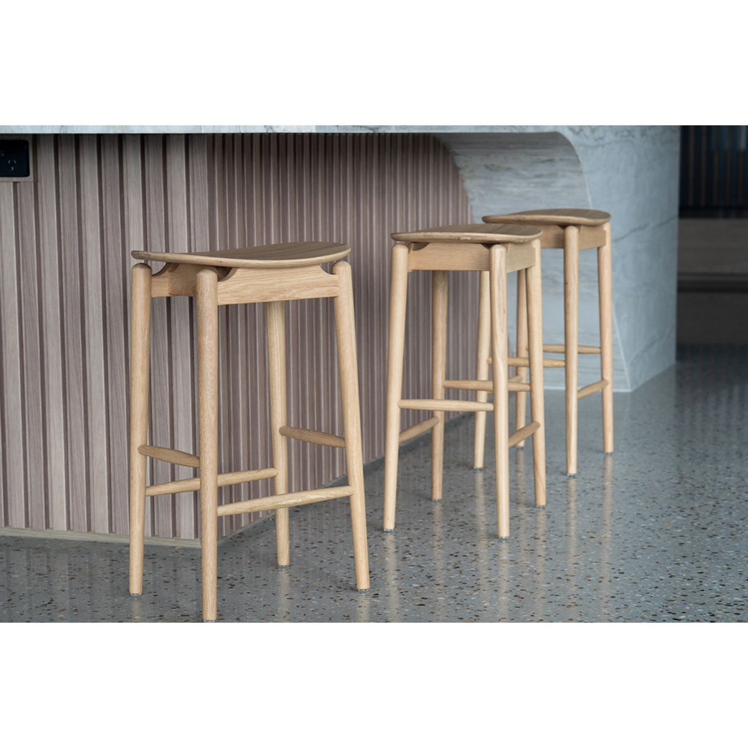 Memphis Wooden Counter Stool Backless Natural 66cm