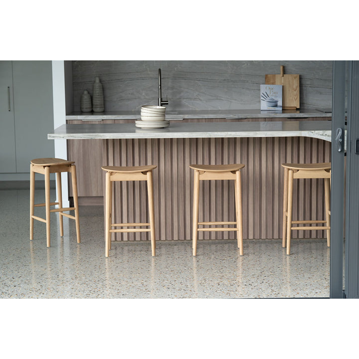 Memphis Wooden Counter Stool Backless Natural 66cm