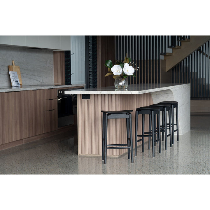 Memphis Wooden Counter Stool Backless Black 66cm