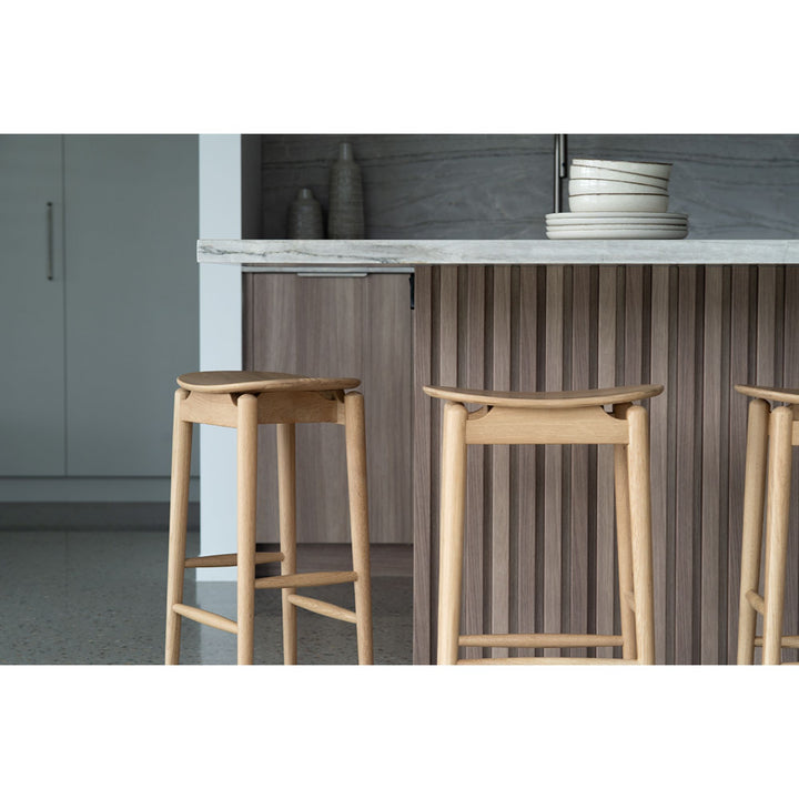 Memphis Wooden Counter Stool Backless Natural 66cm