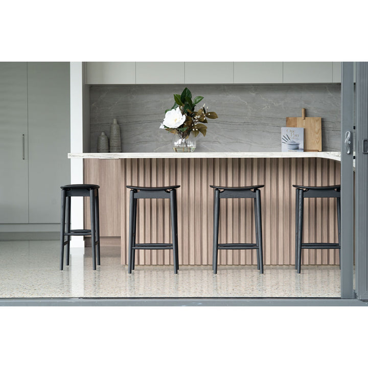 Memphis Wooden Counter Stool Backless Black 66cm