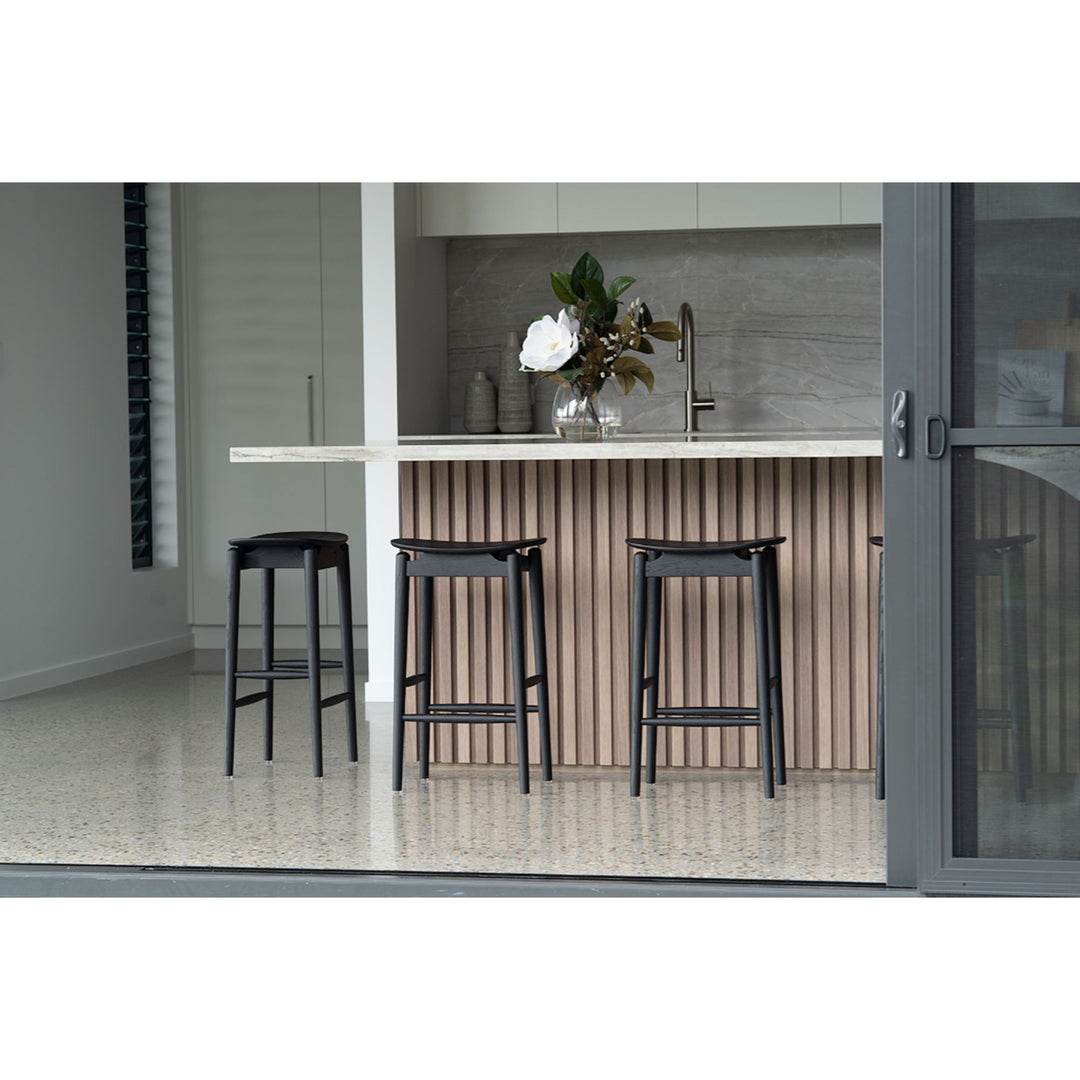 Memphis Wooden Counter Stool Backless Black 66cm
