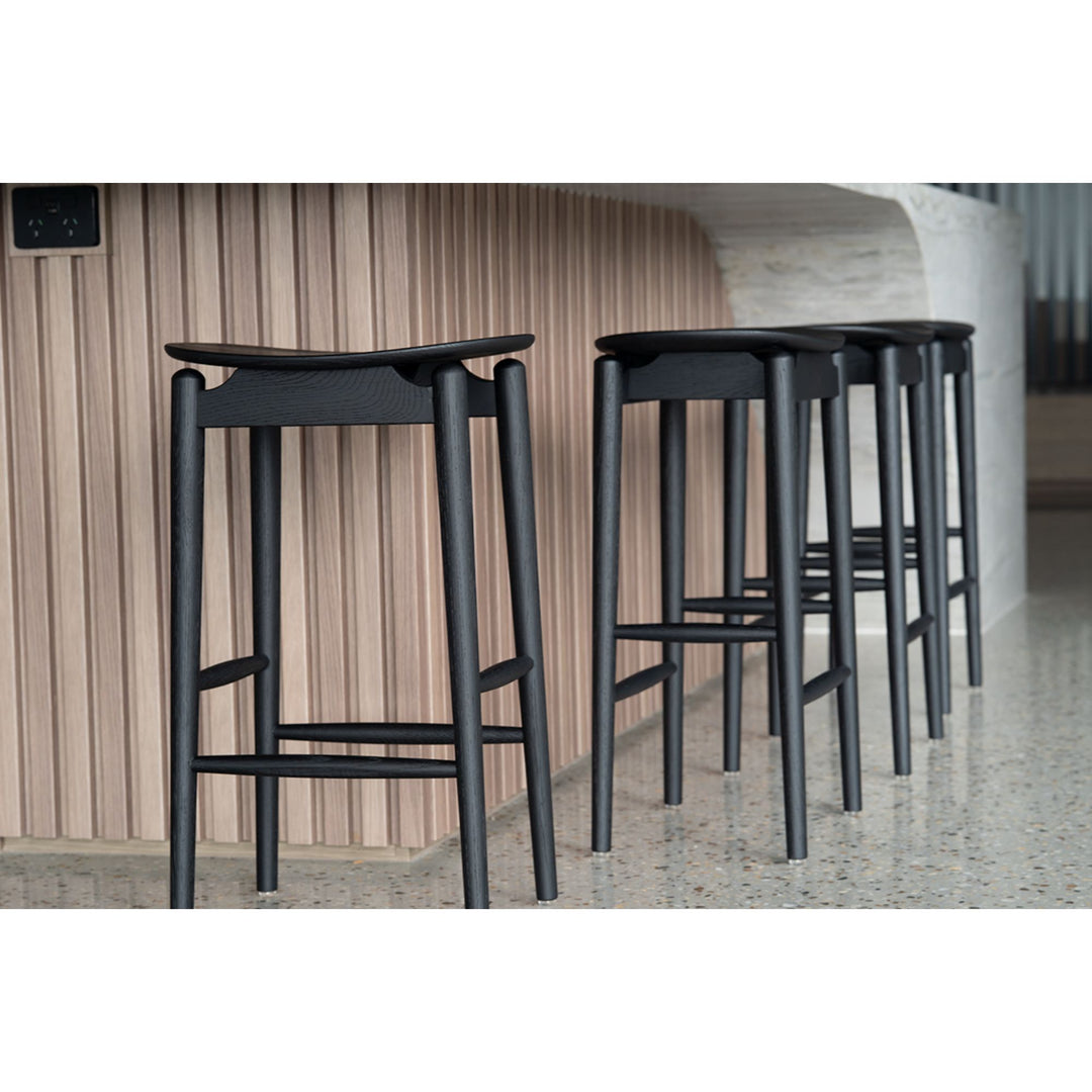 Memphis Wooden Counter Stool Backless Black 66cm