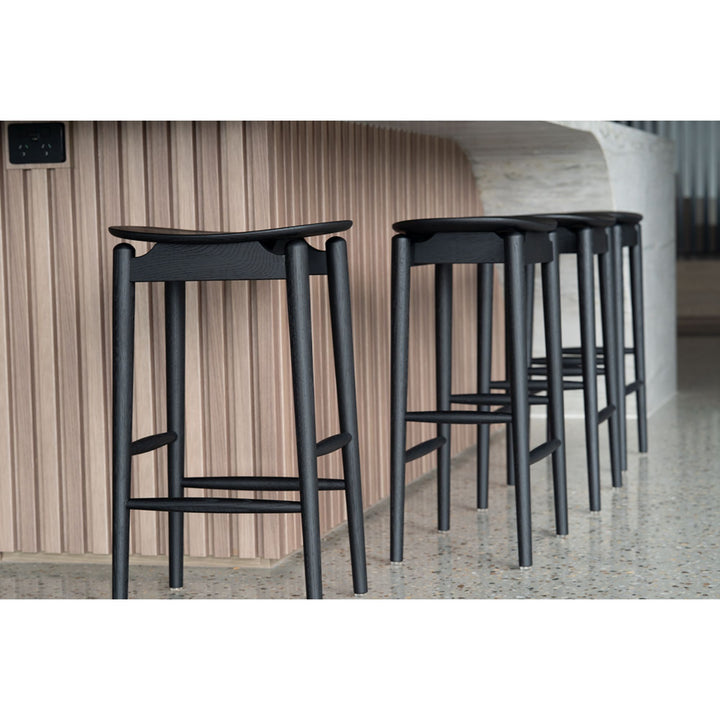 Memphis Wooden Counter Stool Backless Black 66cm