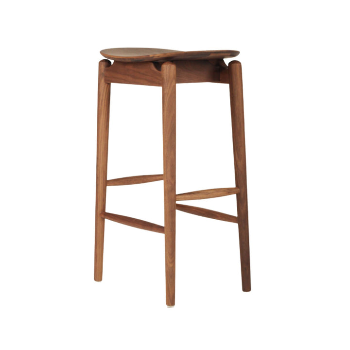 Memphis Wooden Counter Stool Backless Walnut 66cm