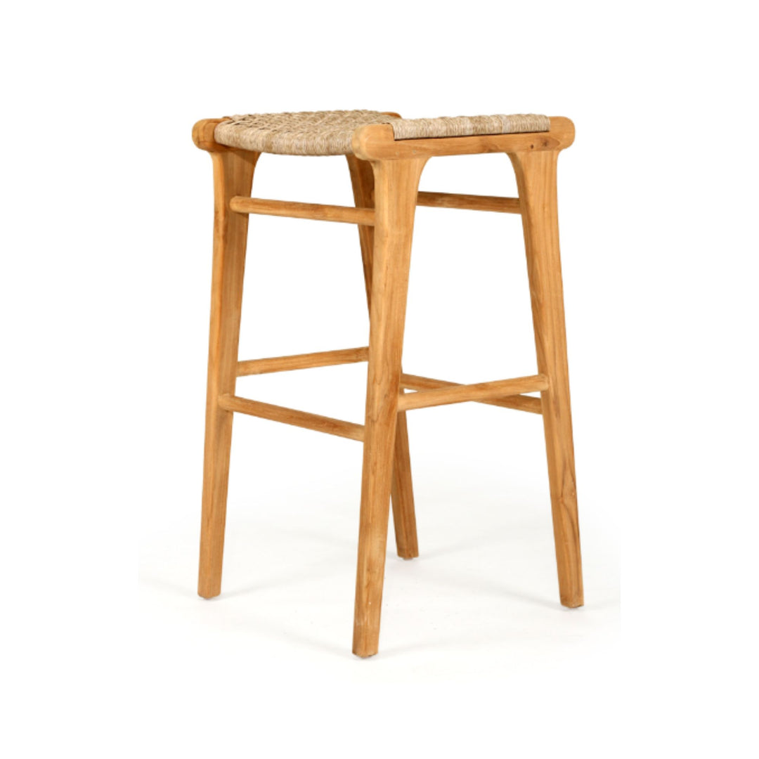 Kai Wooden Bar Stool Backless Washed Grey 75cm