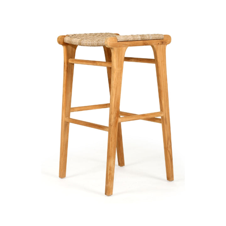 Kai Wooden Bar Stool Backless Washed Grey 75cm