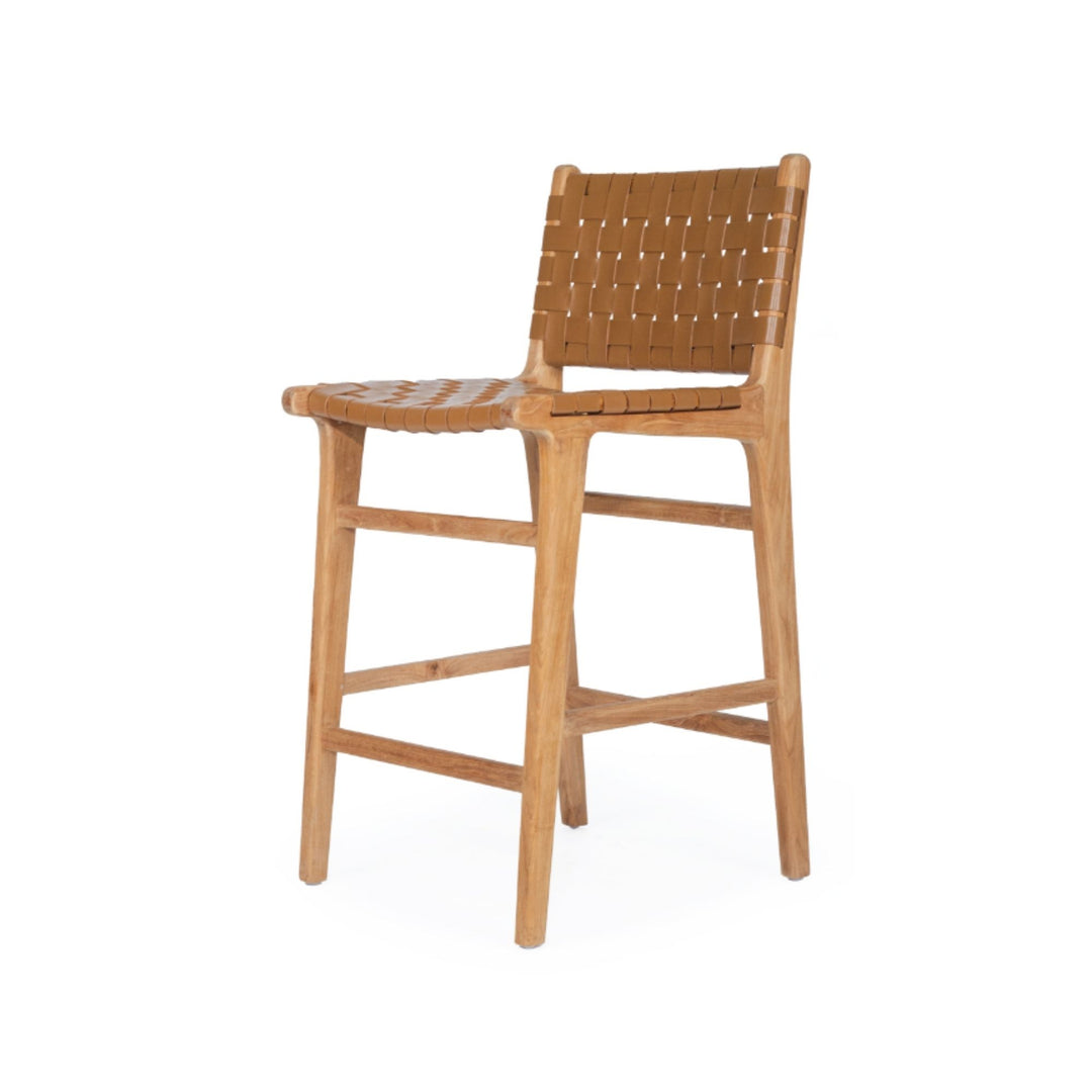 Karina Leather Counter Stool (Woven) Tan 65cm