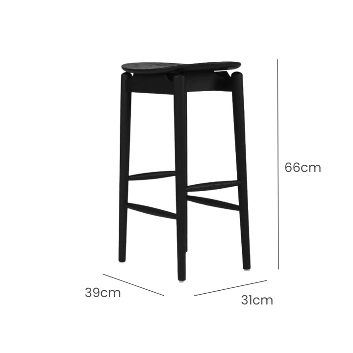 Memphis Wooden Counter Stool Backless Black 66cm