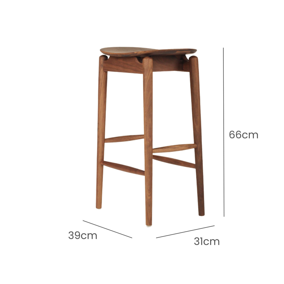 Memphis Wooden Counter Stool Backless Walnut 66cm