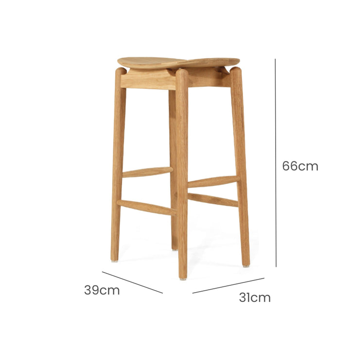 Memphis Wooden Counter Stool Backless Natural 66cm