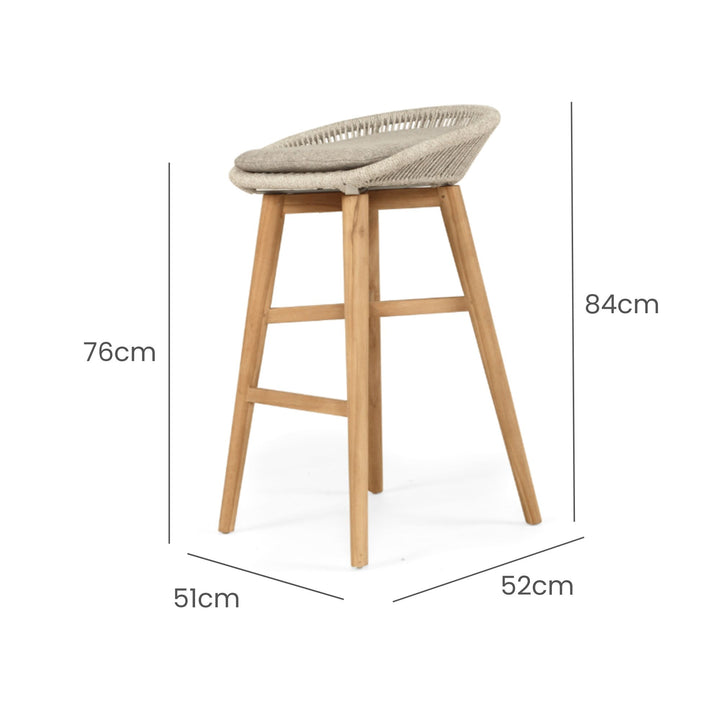 Zara Outdoor Bar Stool Backless Grey 76cm