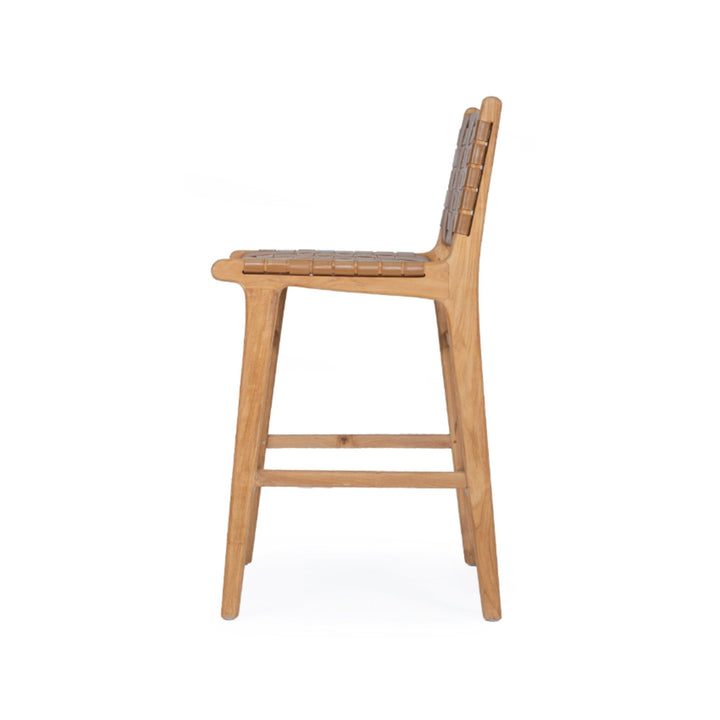 Karina Leather Counter Stool (Woven) Tan 65cm
