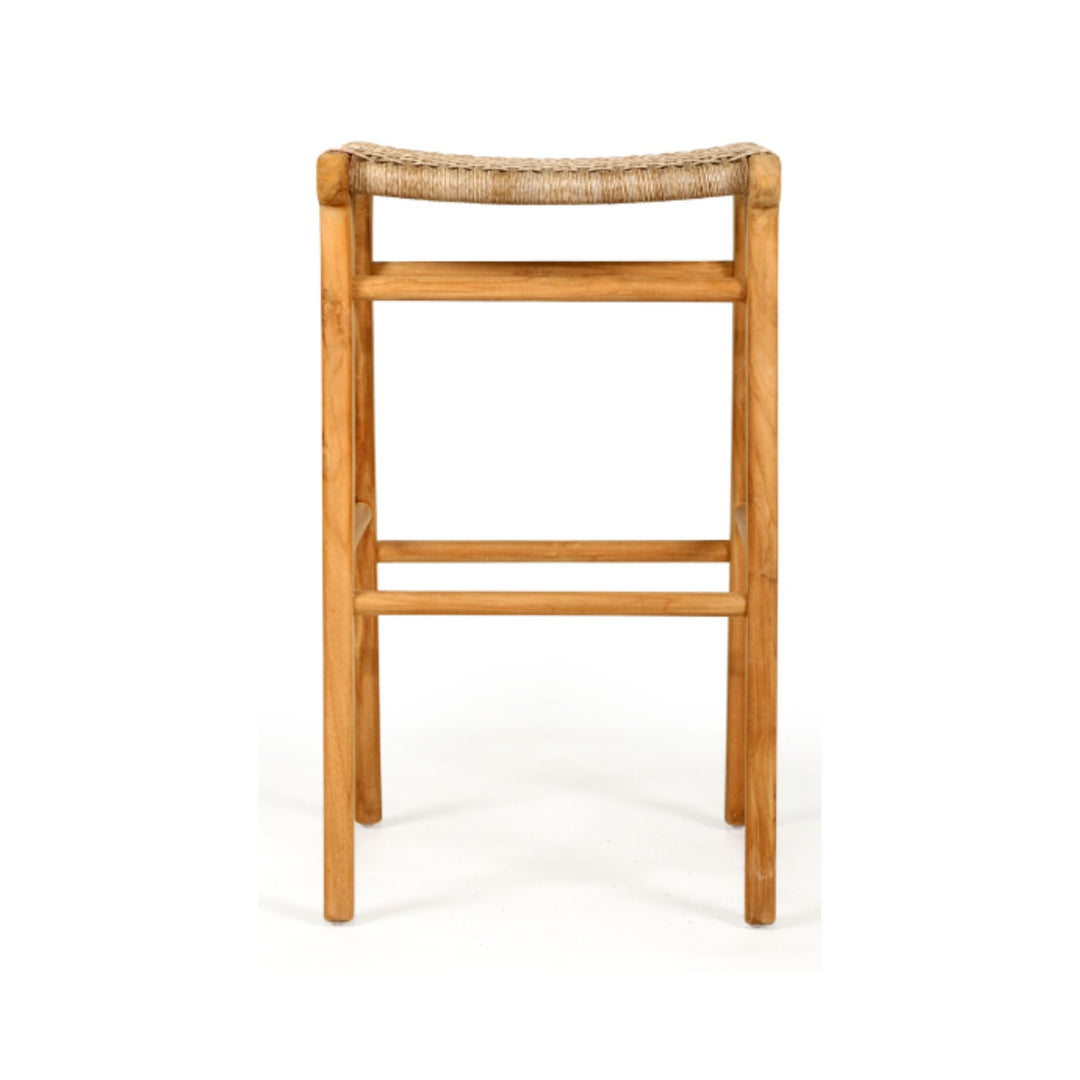 Kai Wooden Bar Stool Backless Washed Grey 75cm