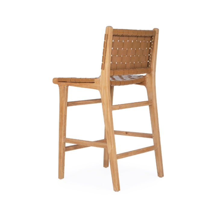Karina Leather Counter Stool (Woven) Tan 65cm