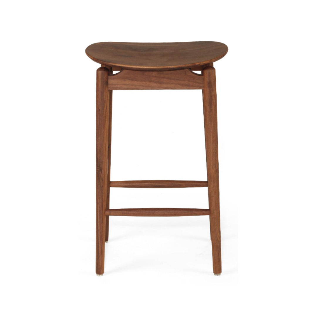 Memphis Wooden Counter Stool Backless Walnut 66cm