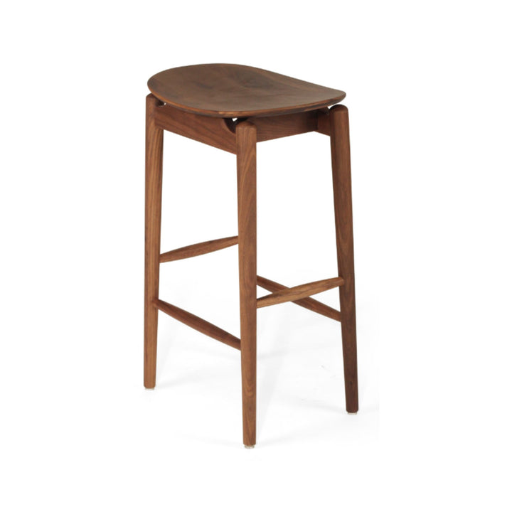 Memphis Wooden Counter Stool Backless Walnut 66cm