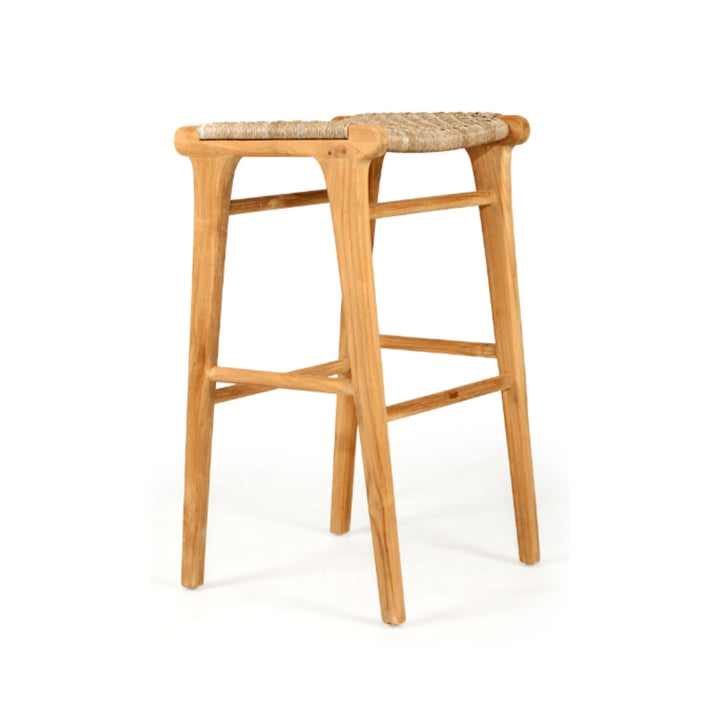 Kai Wooden Bar Stool Backless Washed Grey 75cm