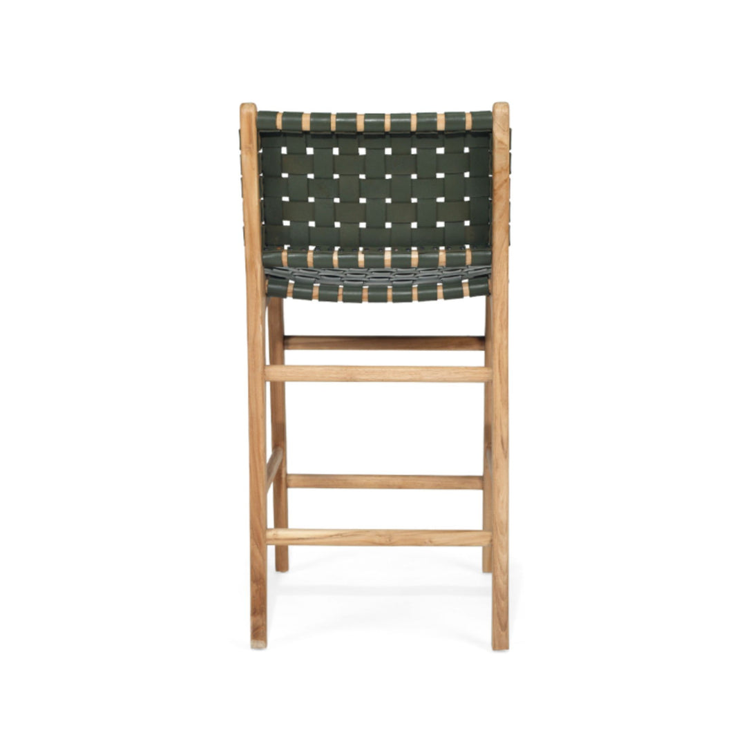 Karina Leather Counter Stool (Woven) Olive 65cm