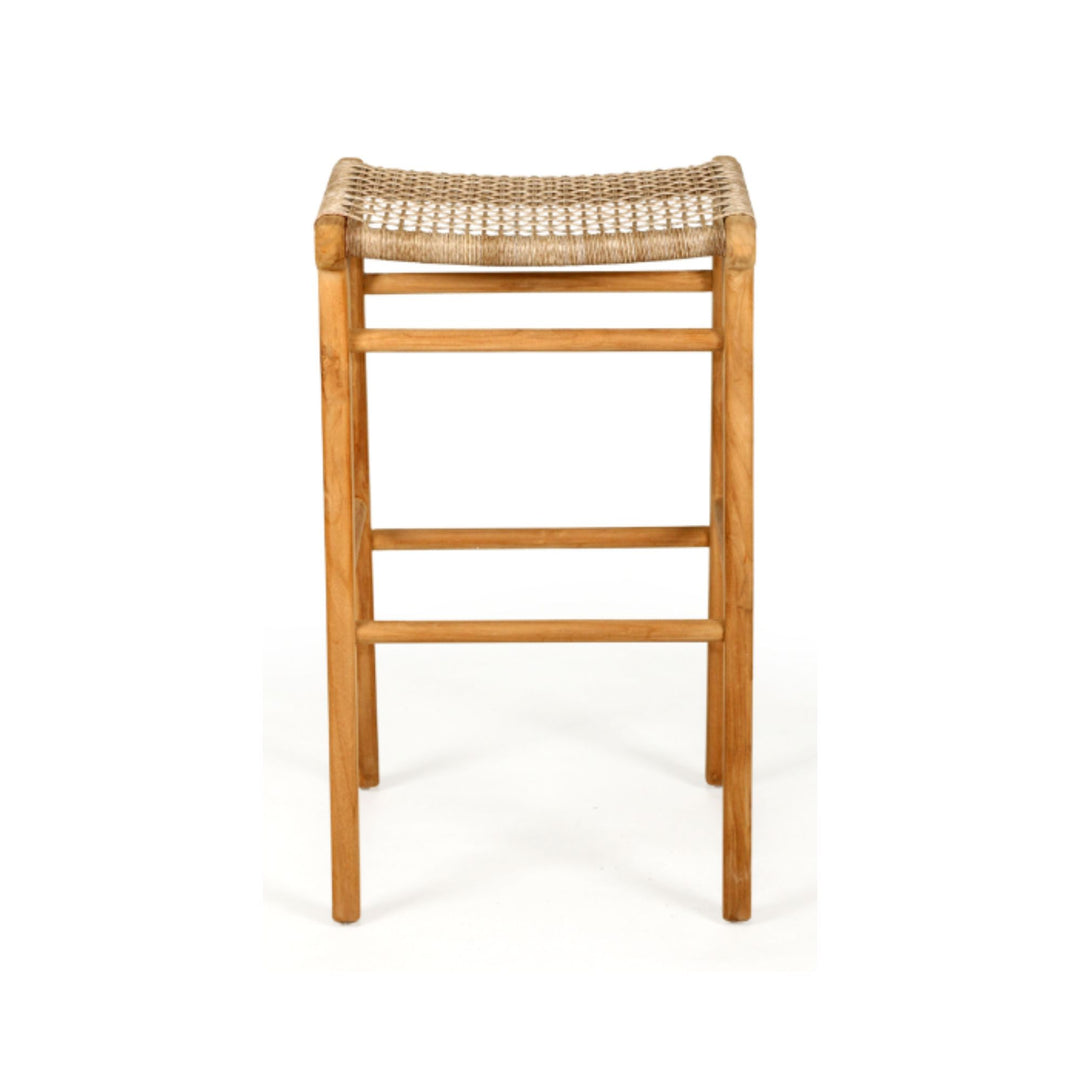 Kai Wooden Bar Stool Backless Washed Grey 75cm