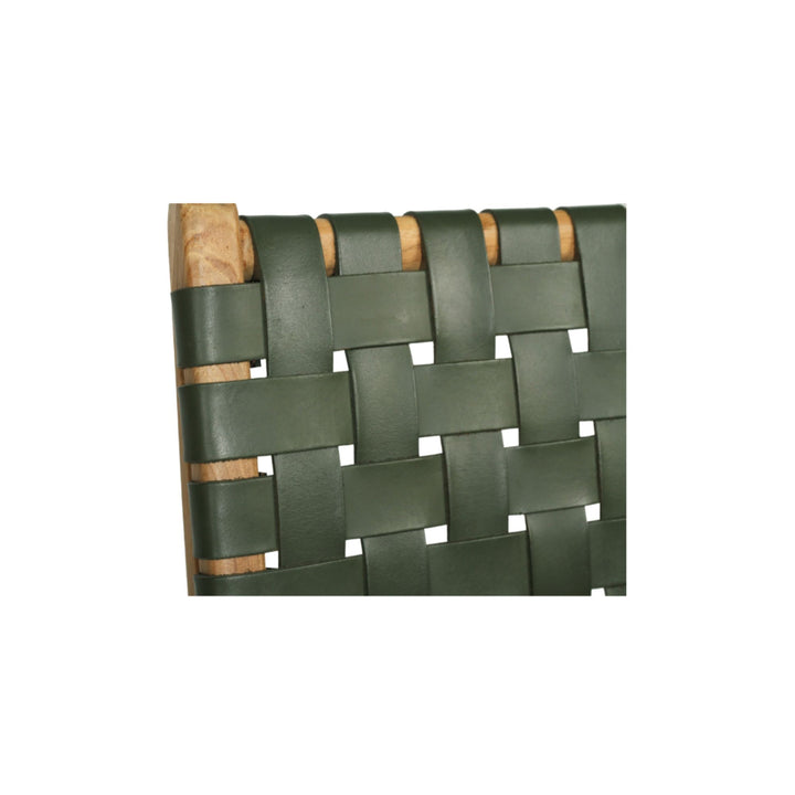 Karina Leather Counter Stool (Woven) Olive 65cm