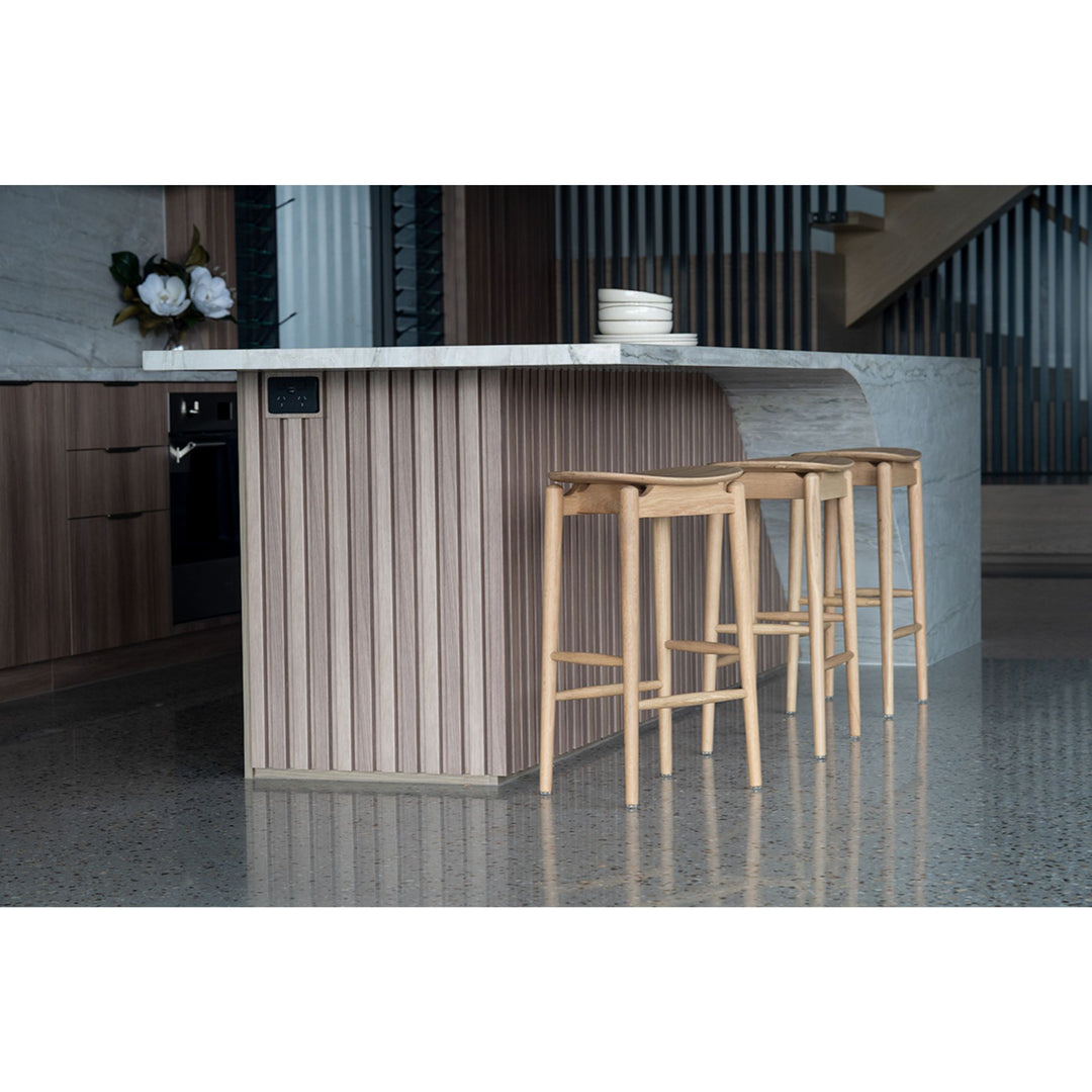 Memphis Wooden Counter Stool Backless Natural 66cm