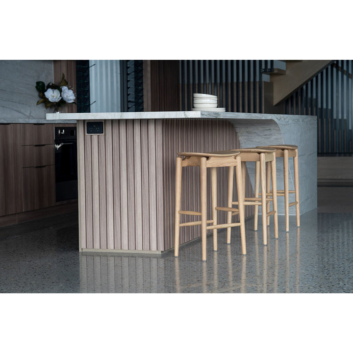 Memphis Wooden Counter Stool Backless Natural 66cm