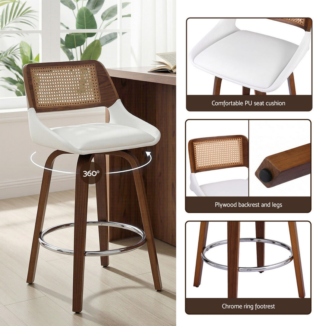 Artiss Wooden Bar Stools Set of 2 Swivel Kitchen Counter Stool Chair 60cm Seat Height