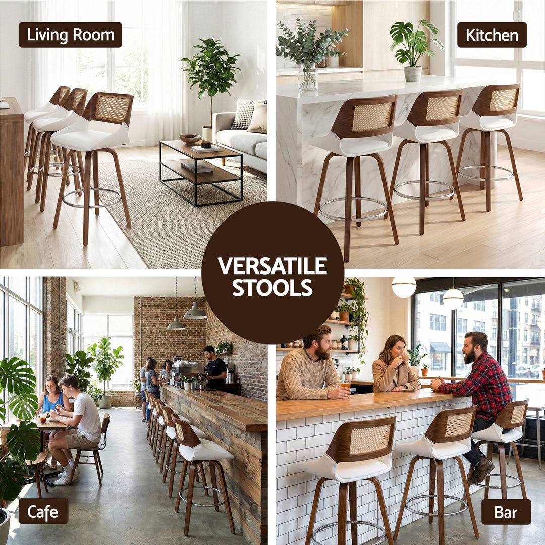 Artiss Wooden Bar Stools Set of 3 Swivel Kitchen Counter Stool Chair 60cm Seat Height