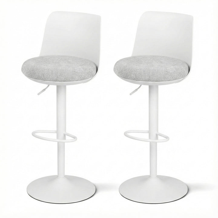 Artiss 2x Bar Stools Kitchen Swivel Gas Lift Counter Dining Chair Curved White
