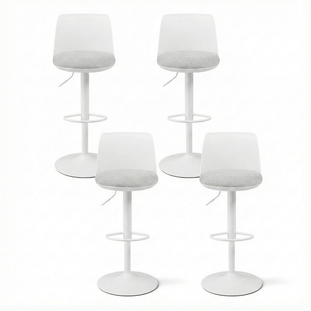 Artiss 4x Bar Stools Kitchen Swivel Gas Lift Counter Dining Chair Curved White