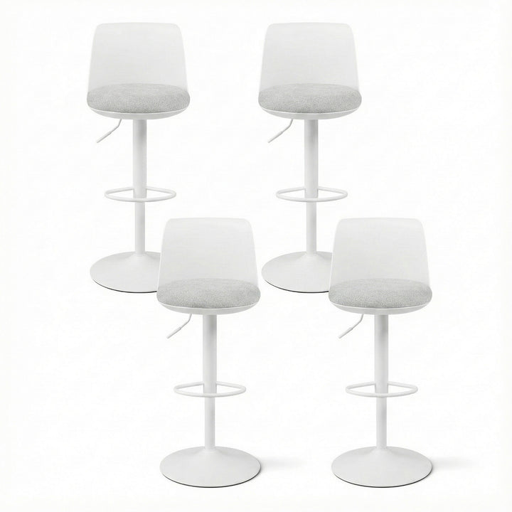 Artiss 4x Bar Stools Kitchen Swivel Gas Lift Counter Dining Chair Curved White