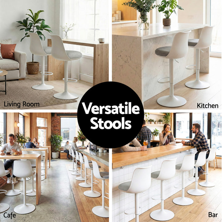 Artiss 4x Bar Stools Kitchen Swivel Gas Lift Counter Dining Chair Curved White