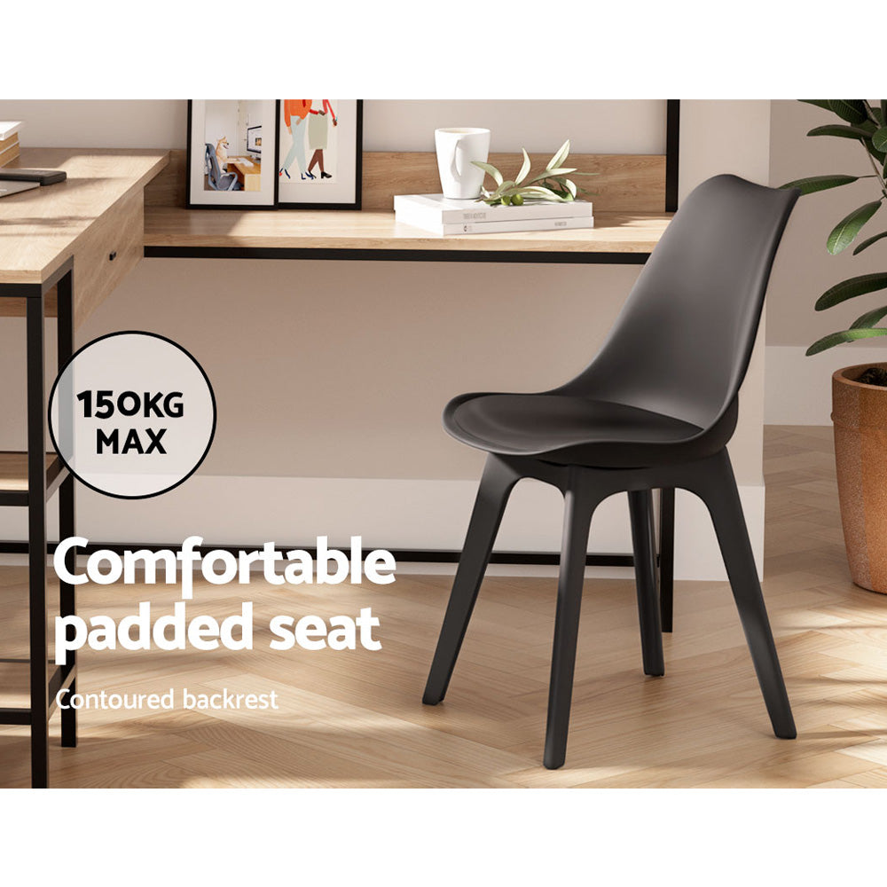 Artiss Leather Kitchen Dining Chairs Replica (Set of 4) Black