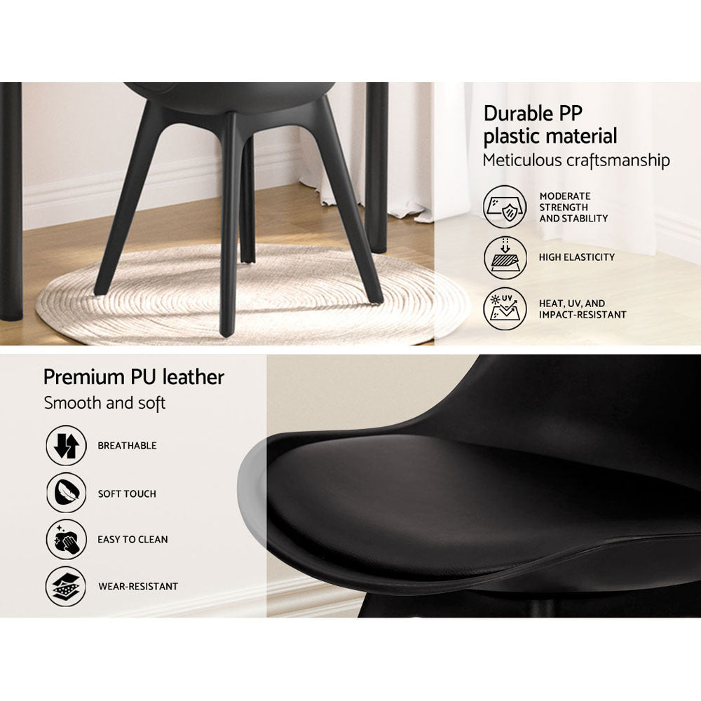 Artiss Leather Kitchen Dining Chairs Replica (Set of 4) Black