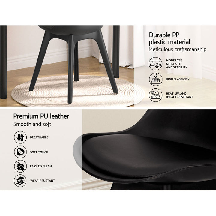Artiss Leather Kitchen Dining Chairs Replica (Set of 4) Black