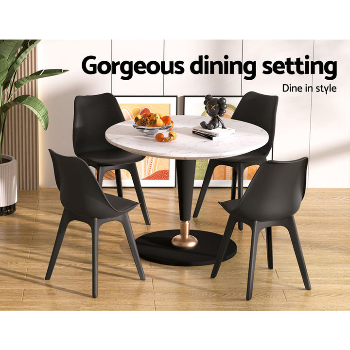 Artiss Leather Kitchen Dining Chairs Replica (Set of 4) Black