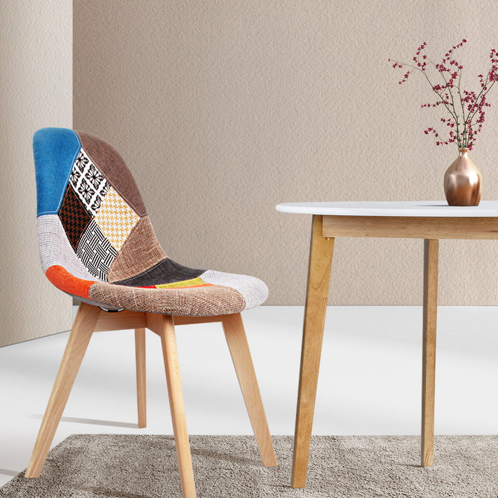 Artiss Fabric Kitchen Dining Chairs Retro (Set of 2) Multi-Colour