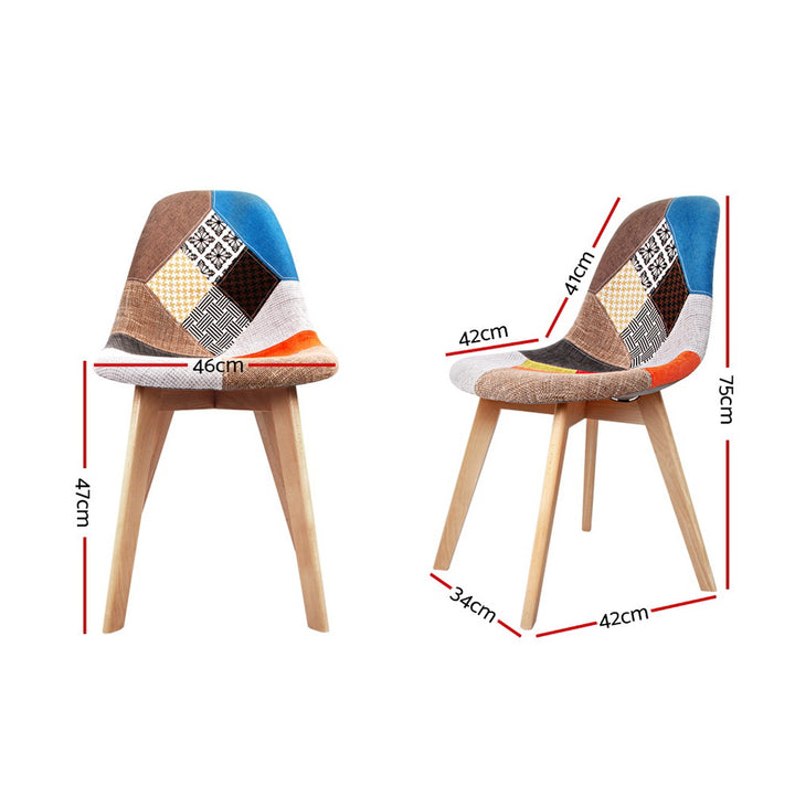 Artiss Fabric Kitchen Dining Chairs Retro (Set of 2) Multi-Colour