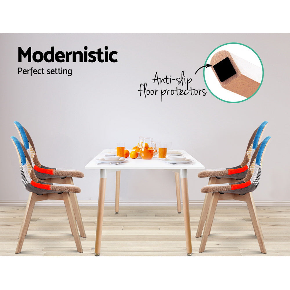 Artiss Fabric Kitchen Dining Chairs Retro (Set of 2) Multi-Colour