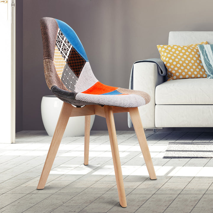 Artiss Fabric Kitchen Dining Chairs Retro (Set of 2) Multi-Colour