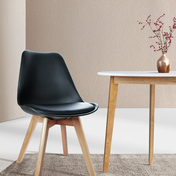 Artiss Leather Kitchen Dining Chairs Wooden (Set of 4) Black