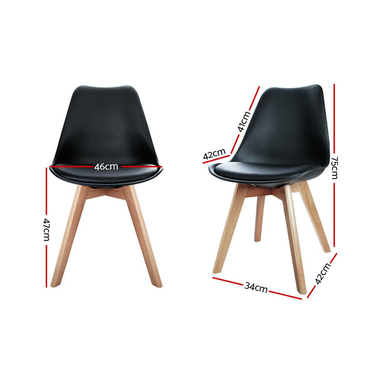 Artiss Leather Kitchen Dining Chairs Wooden (Set of 4) Black