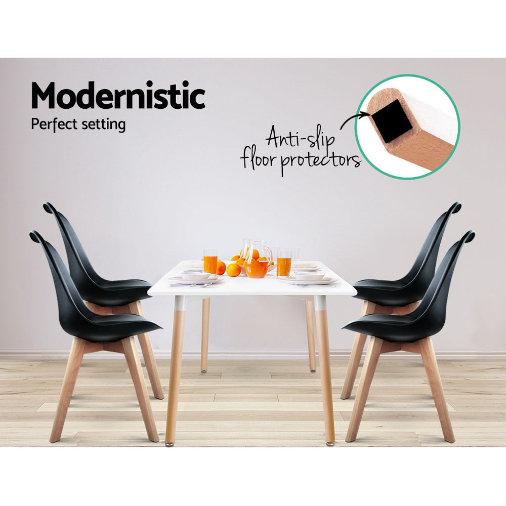 Artiss Leather Kitchen Dining Chairs Wooden (Set of 4) Black